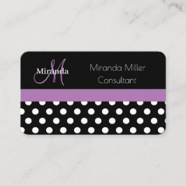 パープルモノグラム白黒水玉模様 名刺