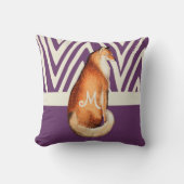 パープルモノグラームヴィンテージキツネ枕 クッション (正面)