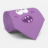 パープルモンスターかわいい顔メンズネックタイ ネクタイ (ロール)