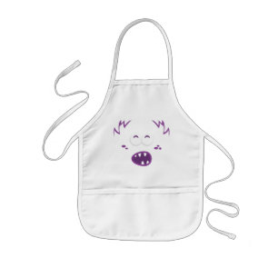 パープルモンスター顔キッズエプロン 子供用エプロン