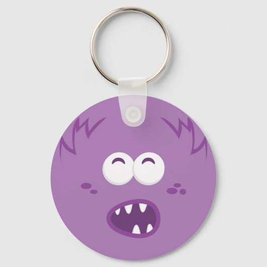 パープルモンスター顔キーチェーン キーホルダー (正面)