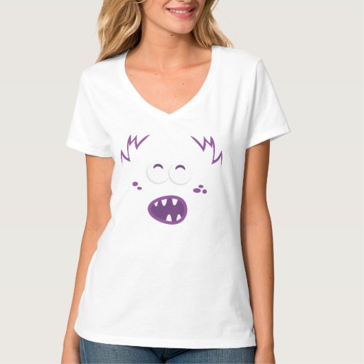 パープルモンスター顔服 Tシャツ (正面)