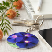 パープルモーニンググローリーフラワーキーチェーン キーホルダー (側面)