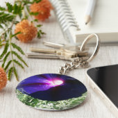 パープルモーニンググローリーフラワーキーチェーン キーホルダー (側面)