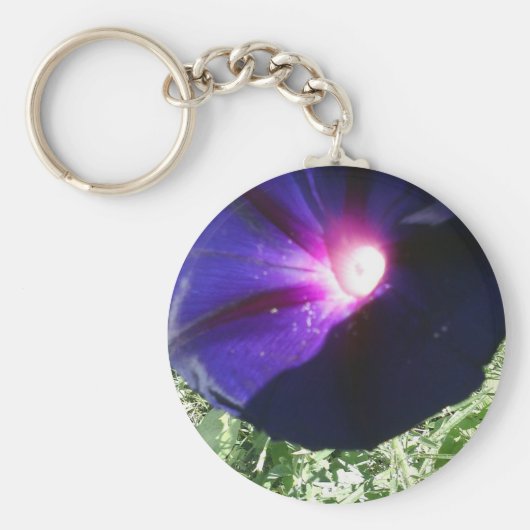 パープルモーニンググローリーフラワーキーチェーン キーホルダー (正面)
