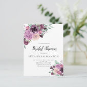 パープルモーブサングリアフローラブライダルシャワー ポストカード (スタンド正面)