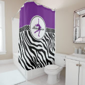 パープルユアネームゼブラプリント姿スケートで滑る シャワーカーテン (インサイチュ)