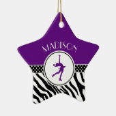 パープルユアネームゼブラプリント姿スケートで滑る セラミックオーナメント (右)