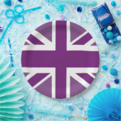 パープルユニオンジャックブリティッシュ国旗の紙プレート ペーパープレート (パーティー)