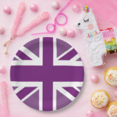 パープルユニオンジャックブリティッシュ国旗の紙プレート ペーパープレート (パーティー)