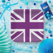 パープルユニオンジャックブリティッシュ国旗の紙プレート ペーパープレート (パーティー)