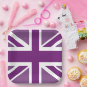 パープルユニオンジャックブリティッシュ国旗の紙プレート ペーパープレート (パーティー)