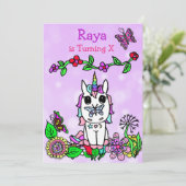 パープルユニコーンお洒落誕生日 招待状 (スタンド正面)