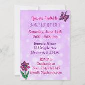 パープルユニコーンお洒落誕生日 招待状 (裏面)