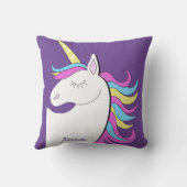 パープルユニコーンかわいらしユニコーンファンタジー クッション (裏面)