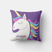 パープルユニコーンかわいらしユニコーンファンタジー クッション (正面)