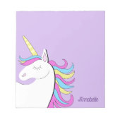 パープルユニコーンかわいらしユニコーンファンタジー ノートパッド (正面)