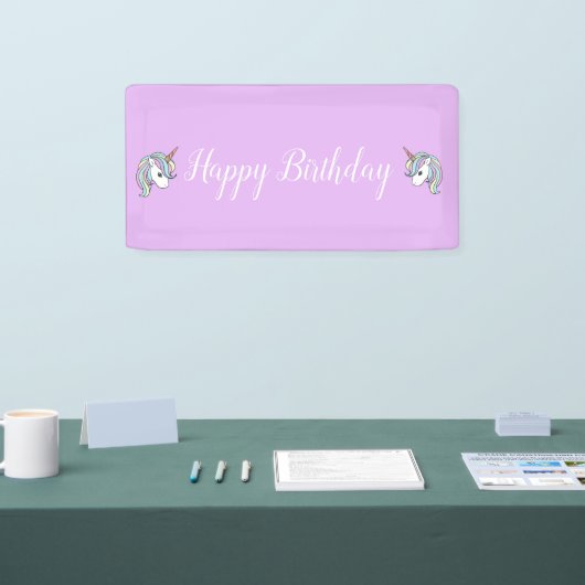 パープルユニコーンをテーマにした誕生日パーティバナー 横断幕 (トレードショー)