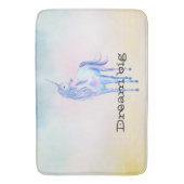 パープルユニコーンアクアピンクイエロー絞り染め バスマット (正面縦)