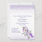 パープルユニコーンガールズバースデーパーティー招待状 招待状 (正面)