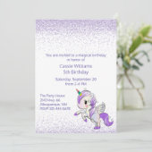 パープルユニコーンガールズバースデーパーティー招待状 招待状 (スタンド正面)