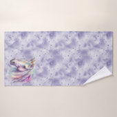 パープルユニコーングリッターハート バスタオル (バスタオル)