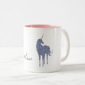 パープルユニコーングリッター パーソナライズされた ツートーンマグカップ (正面右)