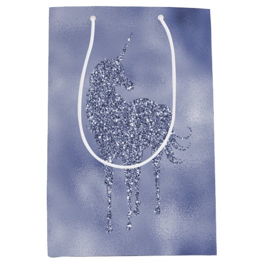 パープルユニコーングリッター ミディアムペーパーバッグ (正面)