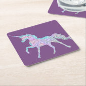 パープルユニコーンコースター スクエアペーパーコースター (アングル)
