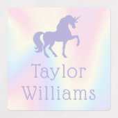 パープルユニコーンパステルレインボーキッズ接着名 ラベル (デザイン1)