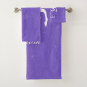 パープルユニコーンパーソナライズされたバスタオルセット バスタオルセット (インサイチュ)