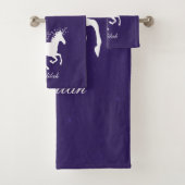 パープルユニコーンパーソナライズされたバスタオルセット バスタオルセット (インサイチュ)
