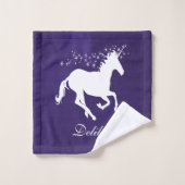 パープルユニコーンパーソナライズされたバスタオルセット バスタオルセット (ウォッシュタオル)