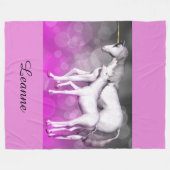 パープルユニコーンパーソナライズされたフリースブランケット フリースブランケット (正面(横))