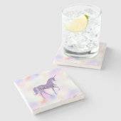 パープルユニコーンピンクピーチレインボー ストーンコースター (横)