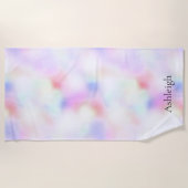 パープルユニコーンピンクピーチレインボー ビーチタオル (正面)