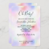 パープルユニコーンピンクピーチレインボー 招待状 (正面/裏面)