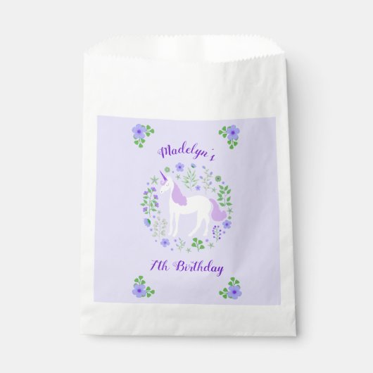パープルユニコーンフェイクパープルグリッター誕生日 フェイバーバッグ (正面)