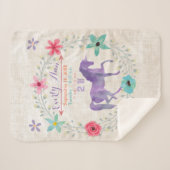 パープルユニコーンベビーガール統計ウォーターカラーリース シェルパブランケット (正面(横))