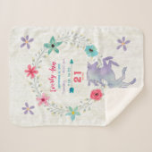 パープルユニコーンベビーガール誕生統計ウォーターカラー シェルパブランケット (正面(横))