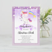 パープルユニコーンベビーシャワー招待状ガール 招待状 (スタンド正面)