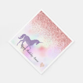 パープルユニコーンレインボーピンクグリッタースパークルハート スタンダードランチョンナプキン (角)