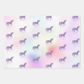 パープルユニコーンレインボーピンクグリッタースパークルハート ラッピングペーパーシート (正面3)