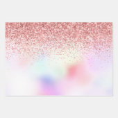 パープルユニコーンレインボーピンクグリッタースパークルハート ラッピングペーパーシート (正面)