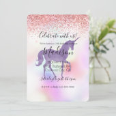 パープルユニコーンレインボーピンクグリッタースパークル 招待状 (スタンド正面)