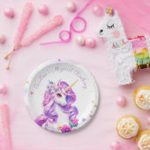 パープルユニコーン誕生日パーティー紙プレート ペーパープレート (パーティー)