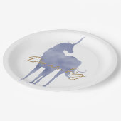 パープルユニコーン金ゴールドグリッタードリームビッグスパークル ペーパープレート (アングル)