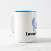 パープルユニコーン金ゴールドグリッターパーソナライズされたハート ツートーンマグカップ (正面左)