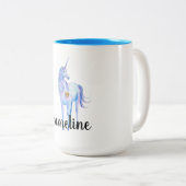 パープルユニコーン金ゴールドグリッターパーソナライズされたハート ツートーンマグカップ (正面右)