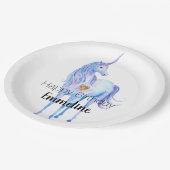 パープルユニコーン金ゴールドグリッターパーソナライズされたハート ペーパープレート (アングル)